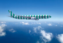 Condor A330-900 v designu „Island“. Airbus A330-900 má o 25 % nižší emise oxidu uhličitého než letadla předcházející generace.