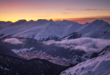 Zímní západ slunce nad Davosem. Foto: Oliver Kubitz