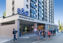 Vstup do hotelu a&o Rhea v Praze–Malešicích. Foto: a&